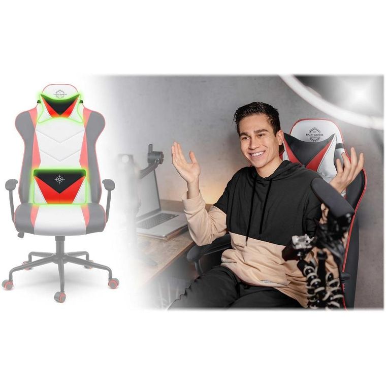 Sofotel, Miss Fortune, fotel gamingowy, biało-czerwony