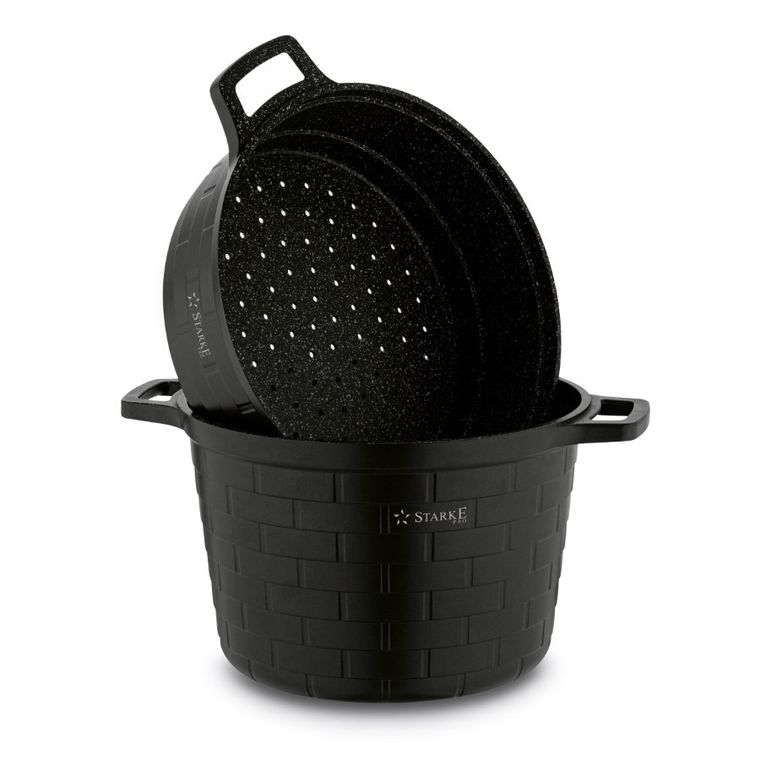 Starke, Brick Marble, garnek do gotowania na parze + nakładki silikonowe, 6.3l