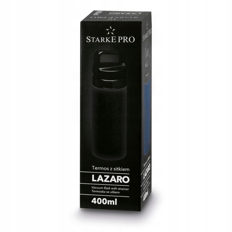 Starke Pro, Lazaro, butelka termiczna z sitkiem, czarna, 400 ml