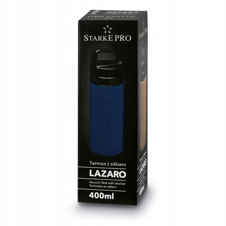 Starke Pro, Lazaro, butelka termiczna z sitkiem, granatowa, 400 ml
