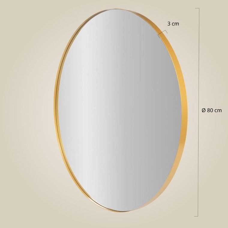 Stilovo, Noor, okrągłe lustro, metalowa rama, 80 cm