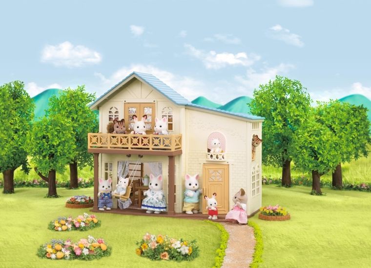 Sylvanian Families, Wiejski domek z niebieskim dachem, zestaw z figurkami, 5343