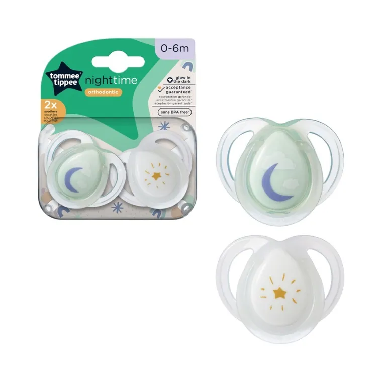 Tommee Tippee, Night, smoczek uspokajający, 0-6 m, 2 szt.