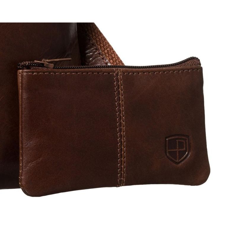 Torba listonoszka, brązowa, skórzana, Peterson