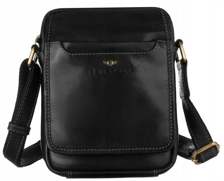 Torba listonoszka, czarna, skórzana, Peterson