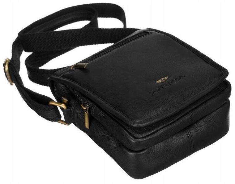 Torba listonoszka, czarna, skórzana, Peterson