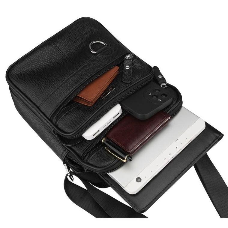 Torba listonoszka, czarna, skórzana, Rovicky