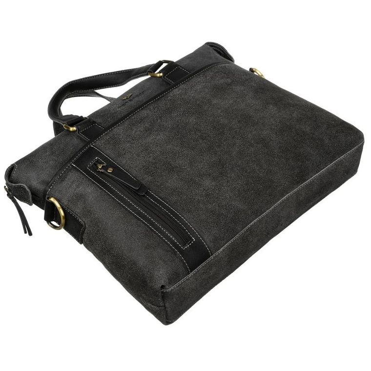 Torba na laptopa, czarna, skórzana, Peterson
