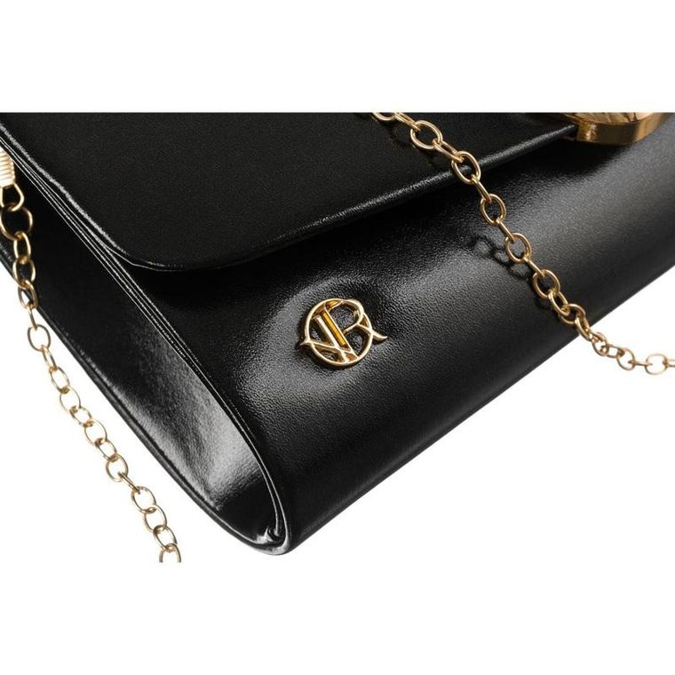 Torebka kopertówka, czarna, skóra ekologiczna, Rovicky