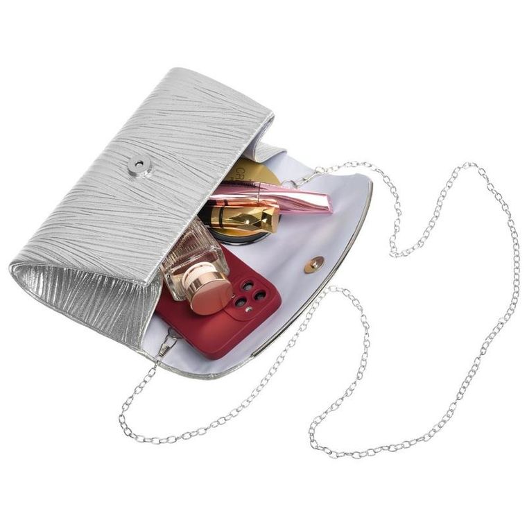 Torebka kopertówka, srebrna, skóra ekologiczna, Rovicky