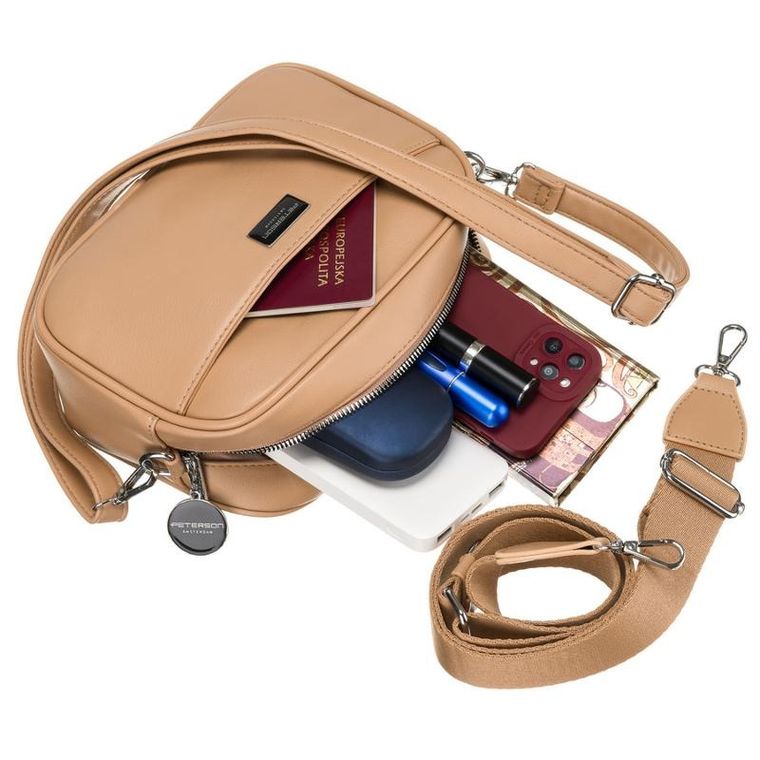 Torebka listonoszka, beżowa, Peterson