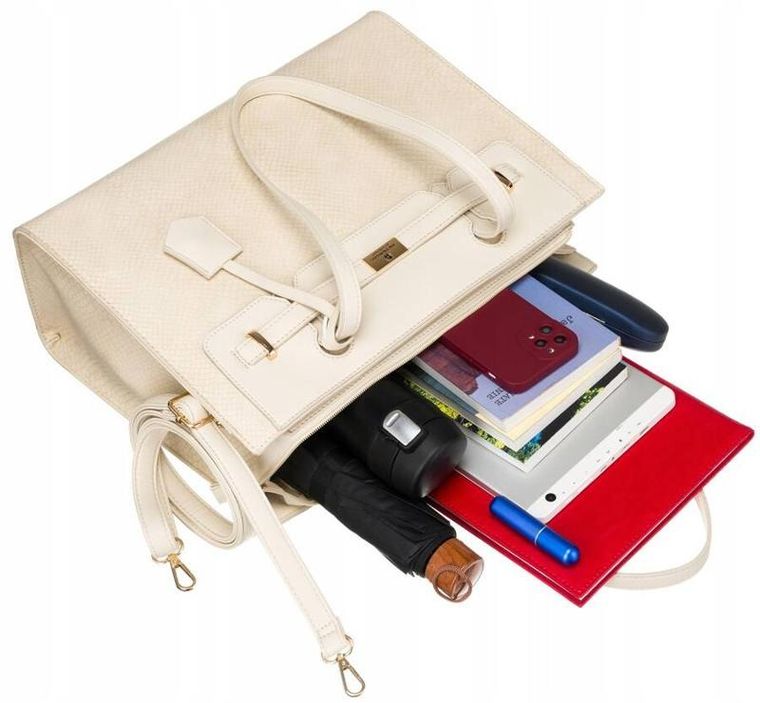 Torebka listonoszka, beżowa, skóra ekologiczna, Peterson