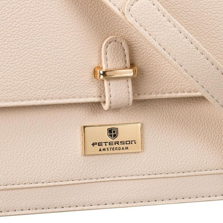 Torebka listonoszka, beżowa, skóra ekologiczna, Peterson