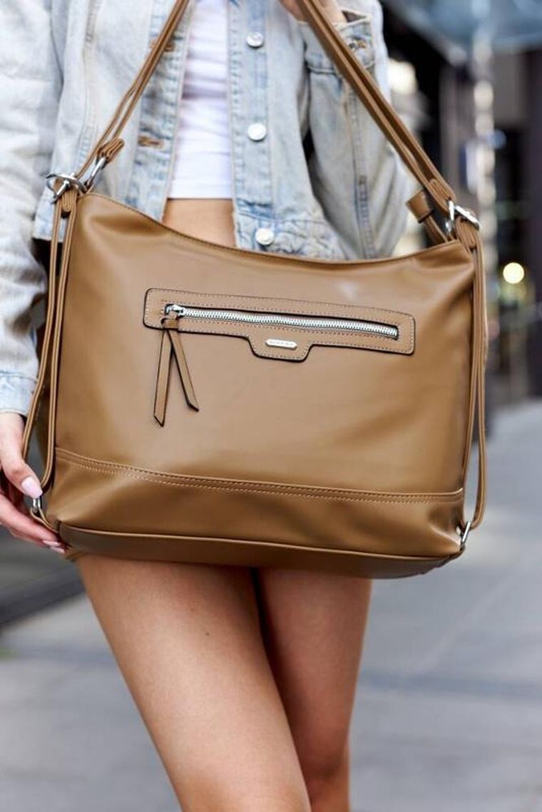 Torebka listonoszka, beżowa, skóra ekologiczna, Rovicky