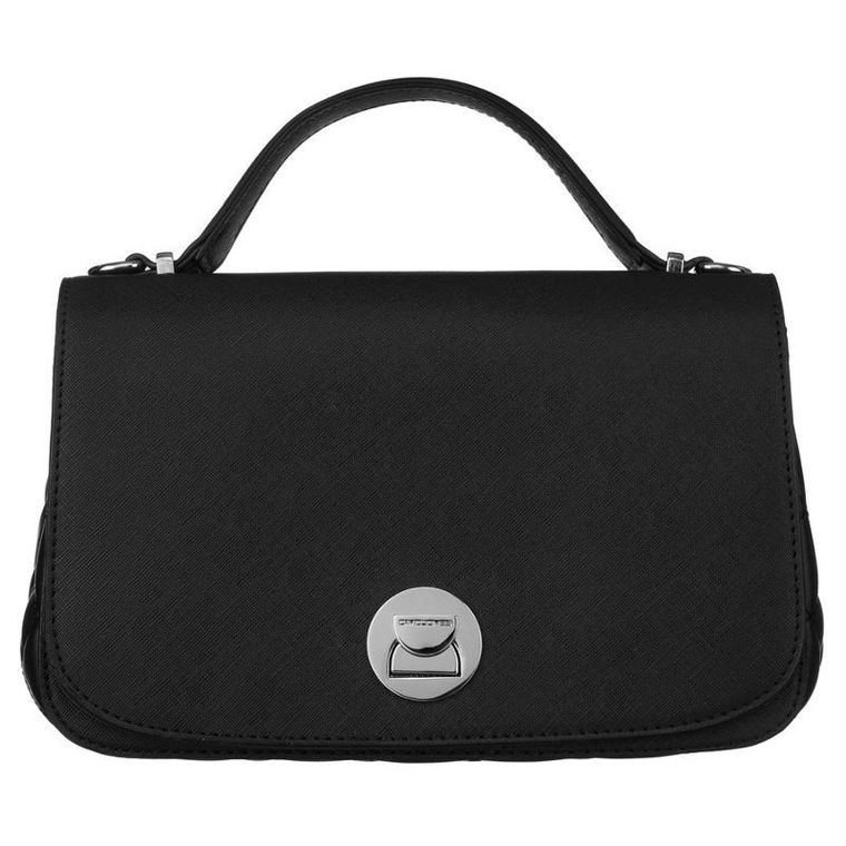 Torebka listonoszka, czarna, skóra ekologiczna, David Jones