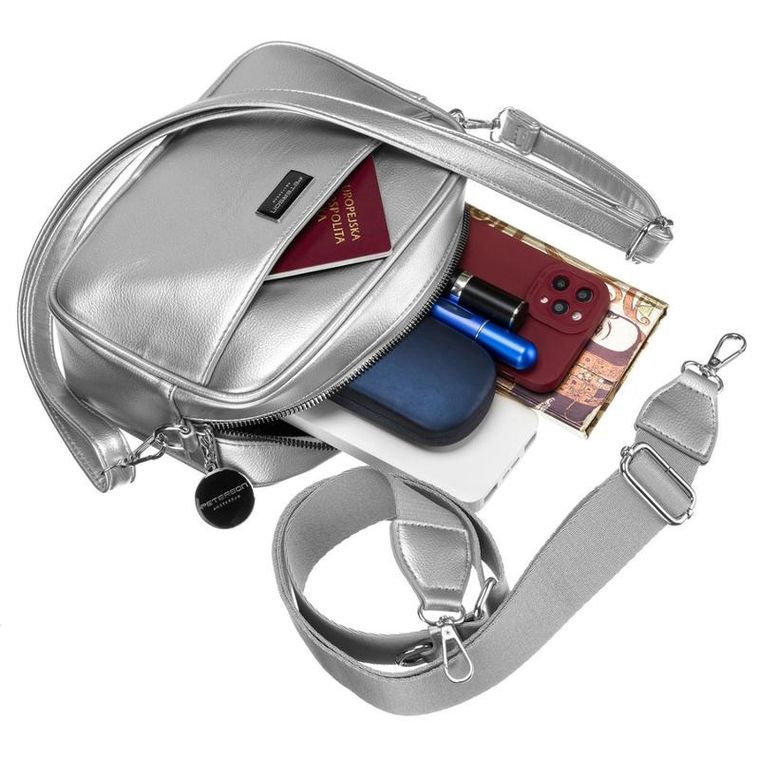 Torebka listonoszka, srebrna, Peterson