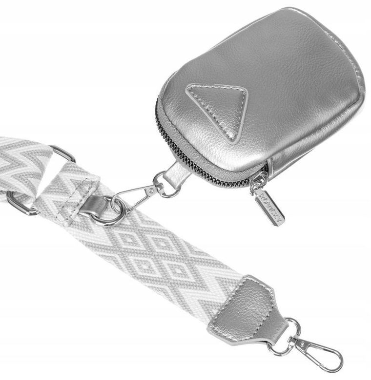 Torebka listonoszka, srebrna, skóra ekologiczna, Rovicky