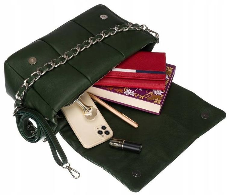 Torebka listonoszka, zielona, skórzana, Rovicky