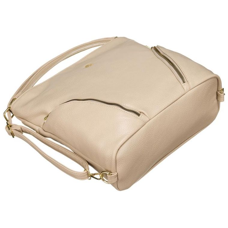Torebka shopper, beżowa, skóra ekologiczna, Rovicky