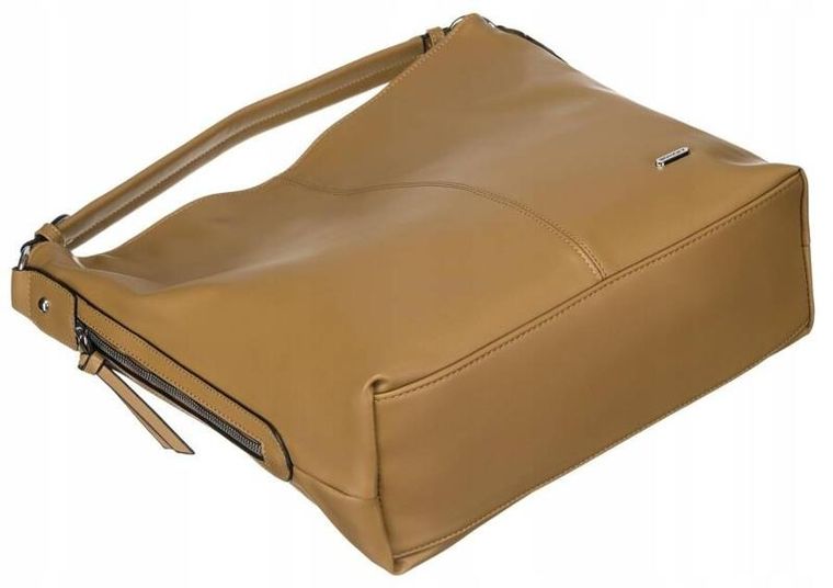 Torebka shopper, jasnobrązowa, skóra ekologiczna, Rovicky