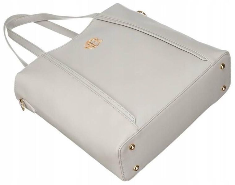 Torebka shopper, szara, 2w1, skóra ekologiczna, Rovicky