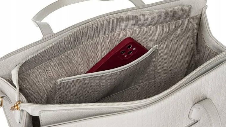 Torebka shopper, szara, skóra ekologiczna, Peterson