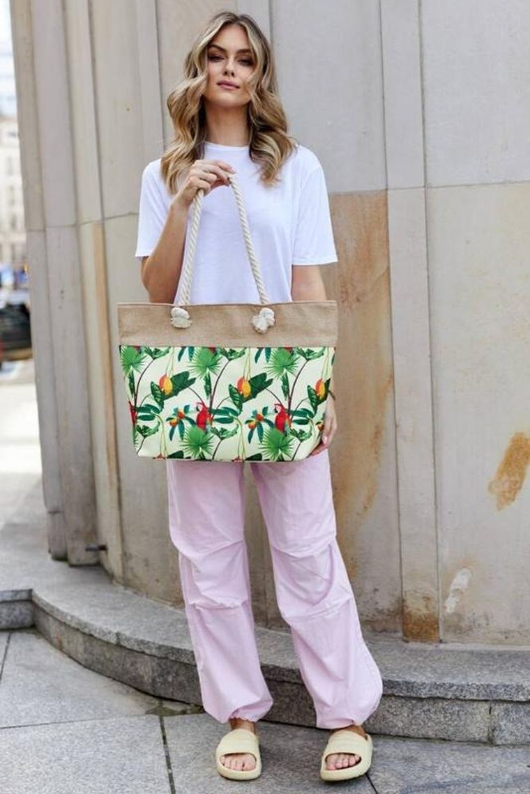 Torebka shopper, zielona, plażowa