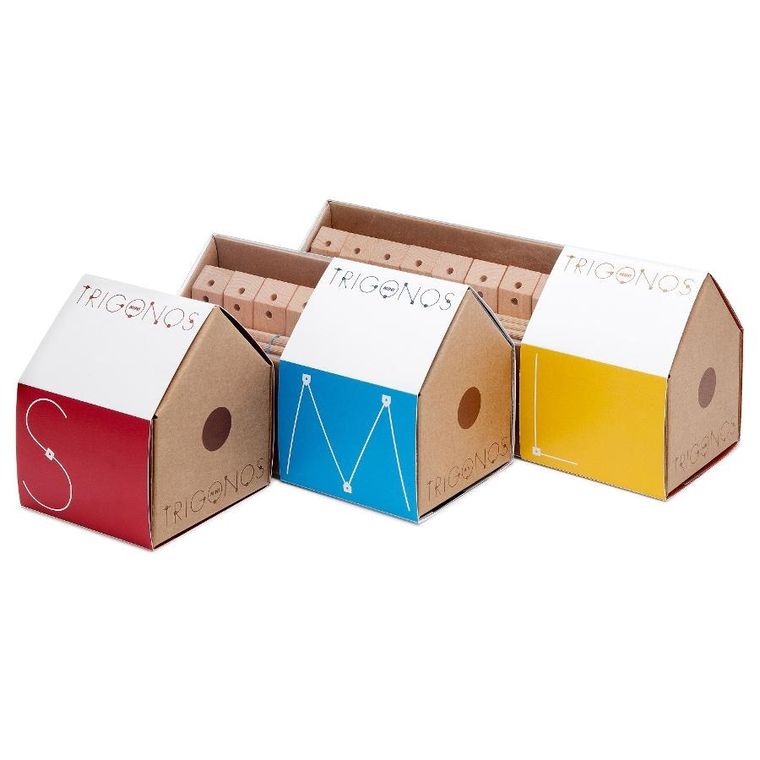 Trigonos, Mini Trigonos M, drewniane klocki konstrukcyjne, 85 elementów