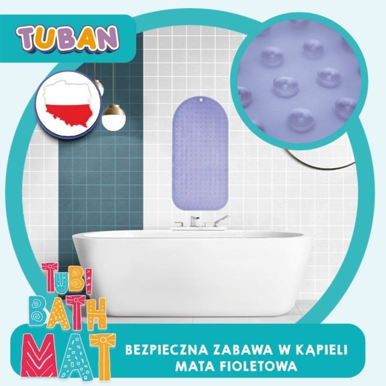 Tuban, mata kąpielowa, antypoślizgowa, fioletowa