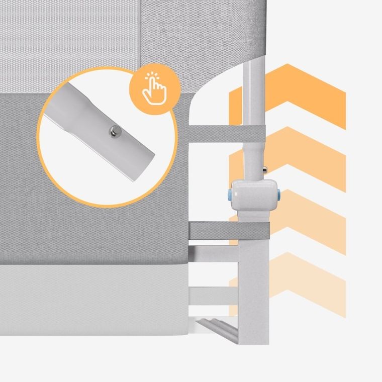 Tulano, Cover 30, barierka ochronna na łóżko, white-grey, 200 cm