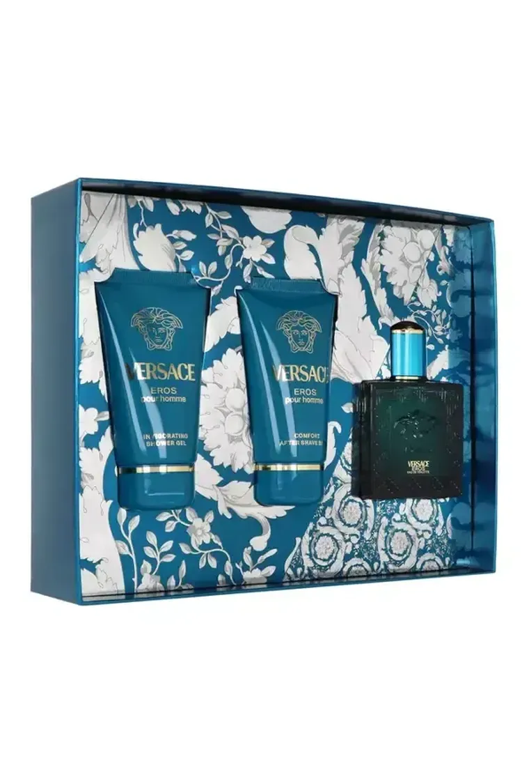 Versace, Eros Pour Homme, zestaw: woda toaletowa, 50 ml + żel pod prysznic, 50 ml + balsam po goleniu, 50 ml