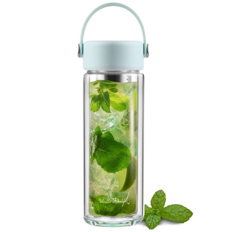 Vialli Design, Fuori, butelka z podwójną ścianką i zaparzaczem, miętowa, 350 ml
