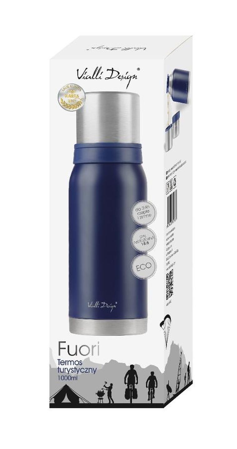 Vialli Design, Fuori, termos turystyczny, granatowy, 1l