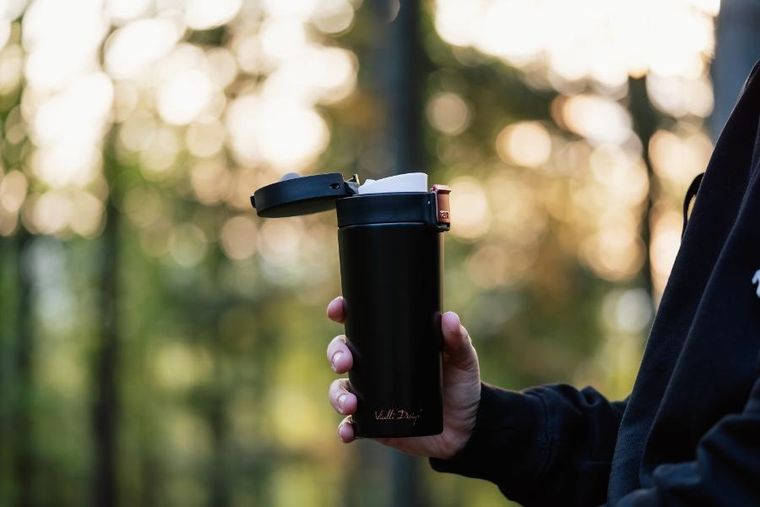 Vialli Design, kubek termiczny, 400 ml, FUORI, czarny Rose Gold