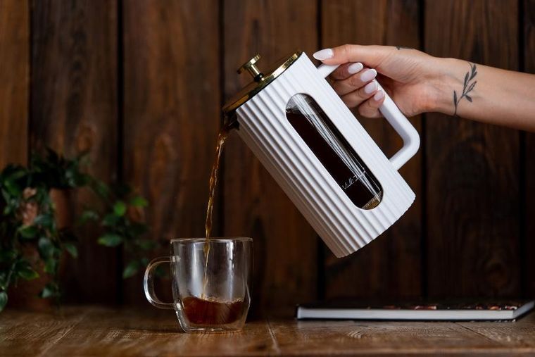 Vialli Design, Livio, zaparzacz do kawy i herbaty, biało-złoty, 1000 ml