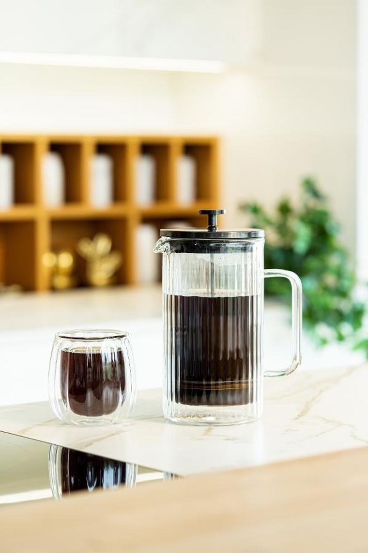 Vialli Design, zaparzacz do kawy i herbaty z podwójną ścianką, 1000 ml, Tulip grafitowy mat