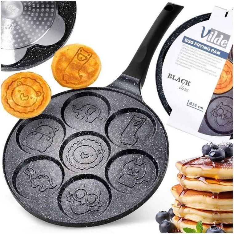 Vilde, Black Line, patelnia do jajek granitowa, 7 otworów, 26 cm
