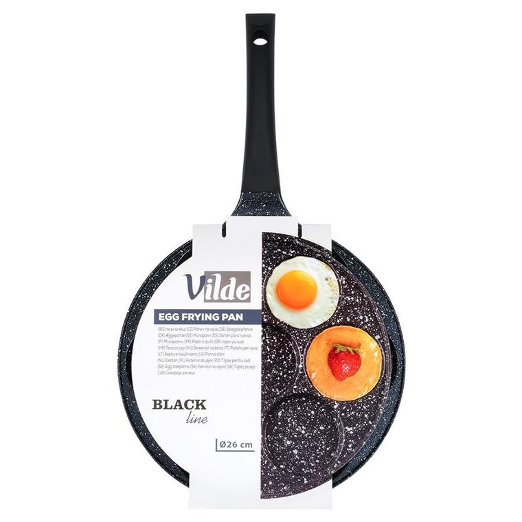 Vilde, Black line, patelnia do jajek granitowa, 7 otworów, 26 cm