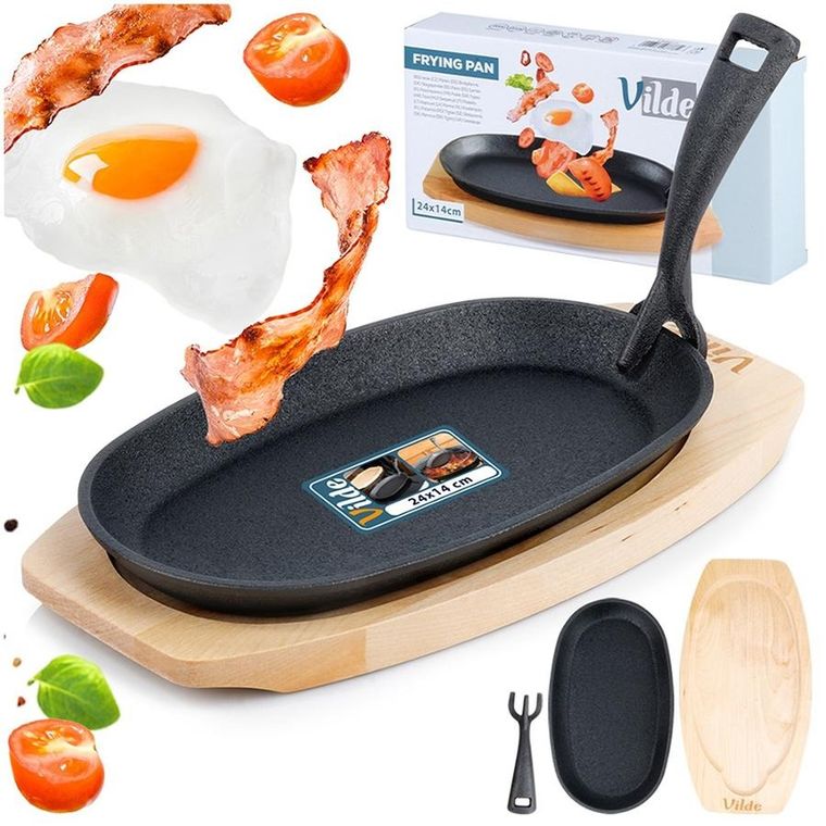 Vilde, Cast Line, patelnia do serwowania żeliwna z deską, 24-14 cm