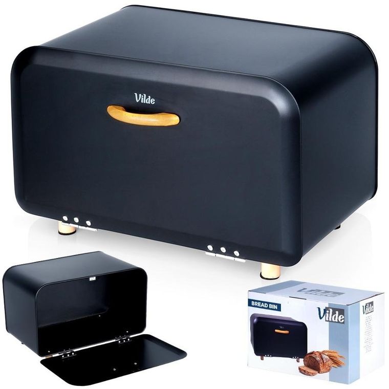 Vilde, chlebak metalowy, czarny, 35,5-21-23,5 cm