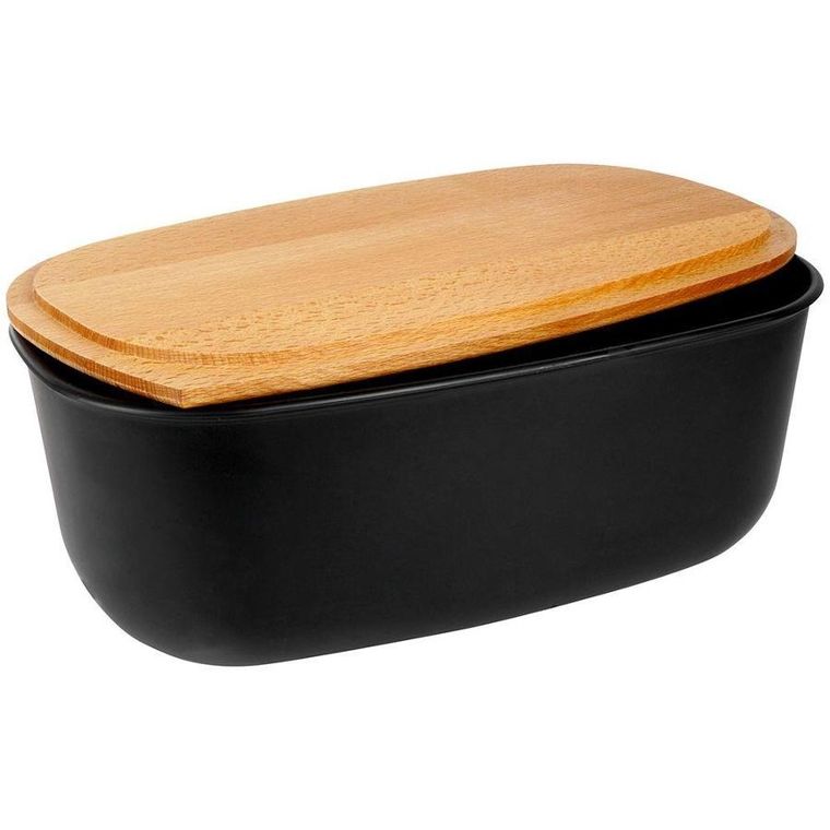 Vilde, chlebak, z drewnianą deską, czarny, 39-23.5-15.5 cm