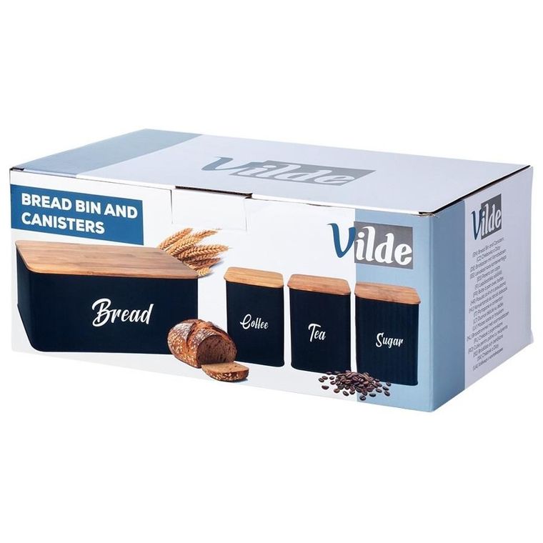 Vilde, chlebak z pojemnikami, metalowy, 4 elementy