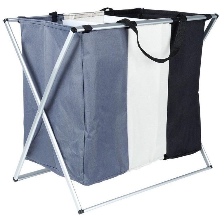 Vilde, kosz na pranie, składany, trzykomorowy, 105l