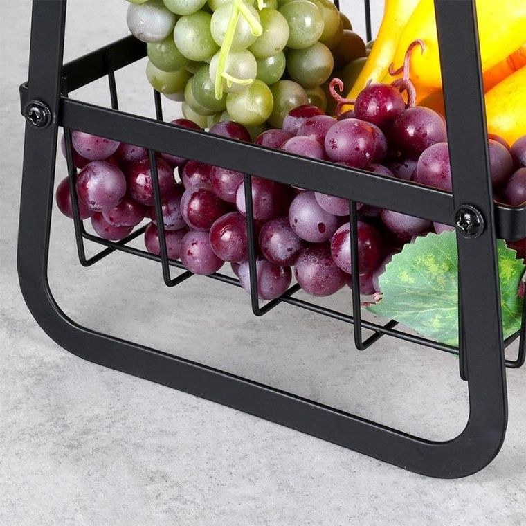 Vilde, koszyk na owoce, metalowy, 2-poziomowy, czarny