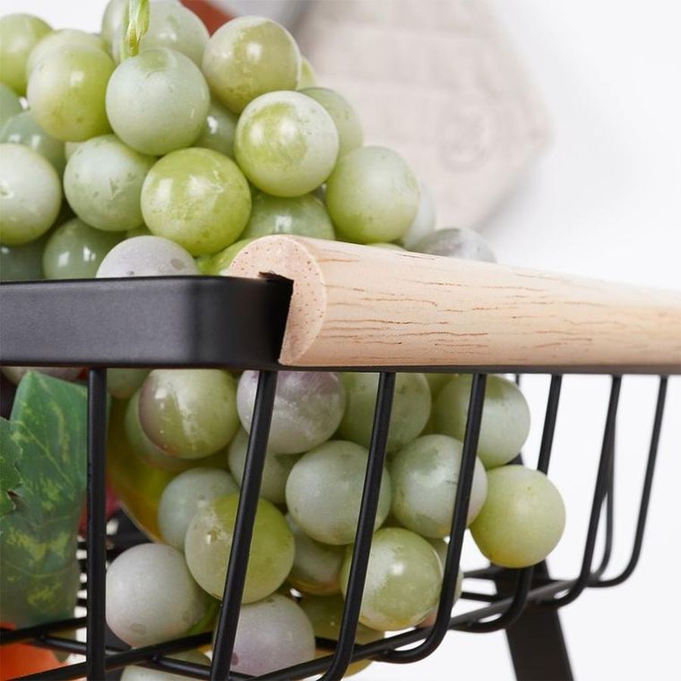 Vilde, koszyk na owoce, metalowy czarny, 3-poziomowy