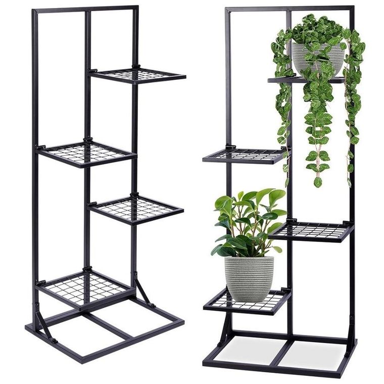 Vilde, kwietnik metalowy, czarny, 4-poziomowy, 102 cm