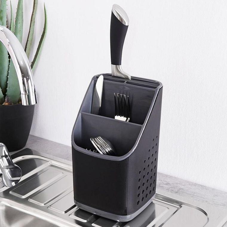 Vilde, ociekacz stojak na sztućce, czarny