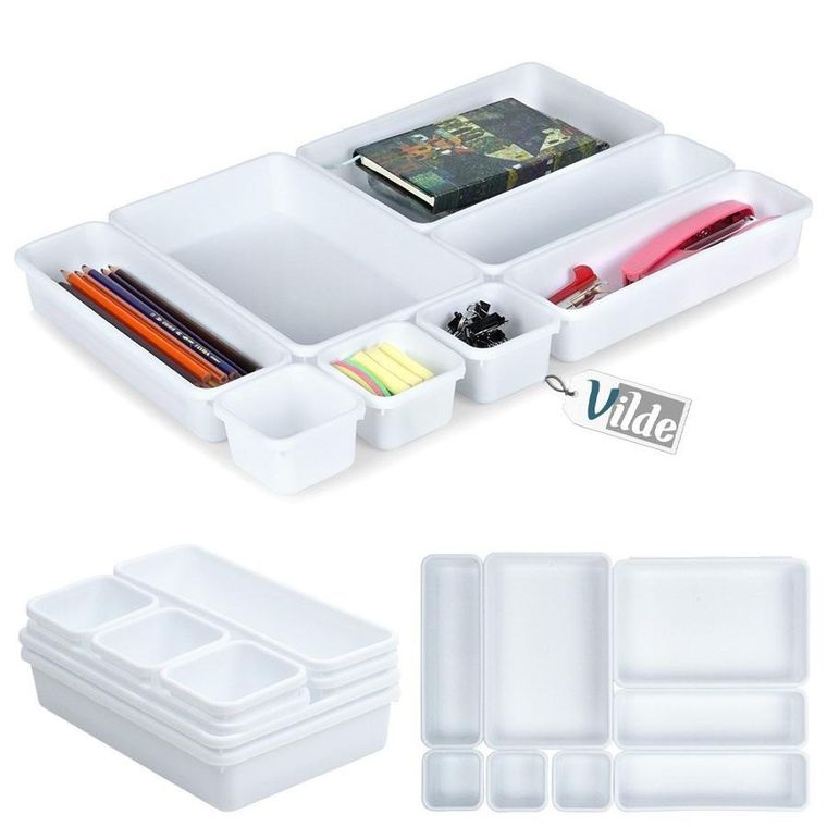 Vilde, organizer, do szuflady, biały modułowy, 8 szt.