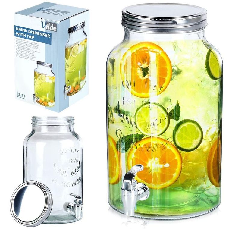 Vilde, słój do napojów z kranikiem, szklany, 6.2 l