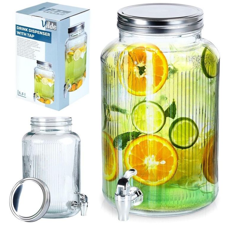 Vilde, słój do napojów, z kranikiem, szklany, 6,2l